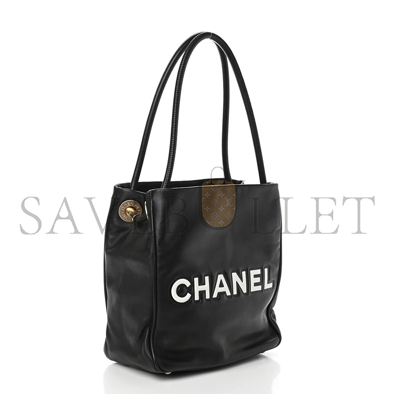 CHANEL LAMBSKIN CAMELLIA TOTE BLACK (26*24*12cm)